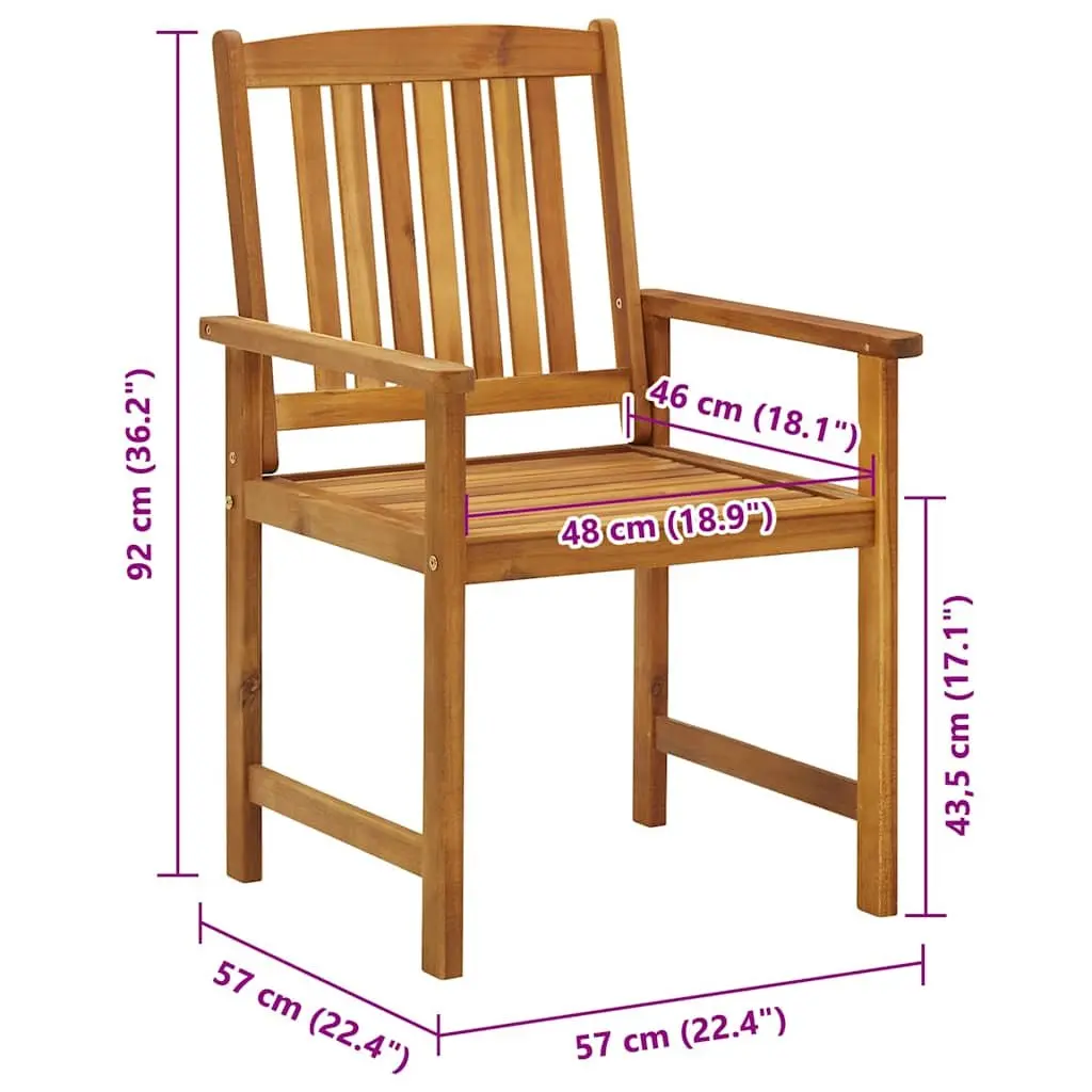 Garden Chairs Brown Solid Wood 8 Piece Patio Furniture Set