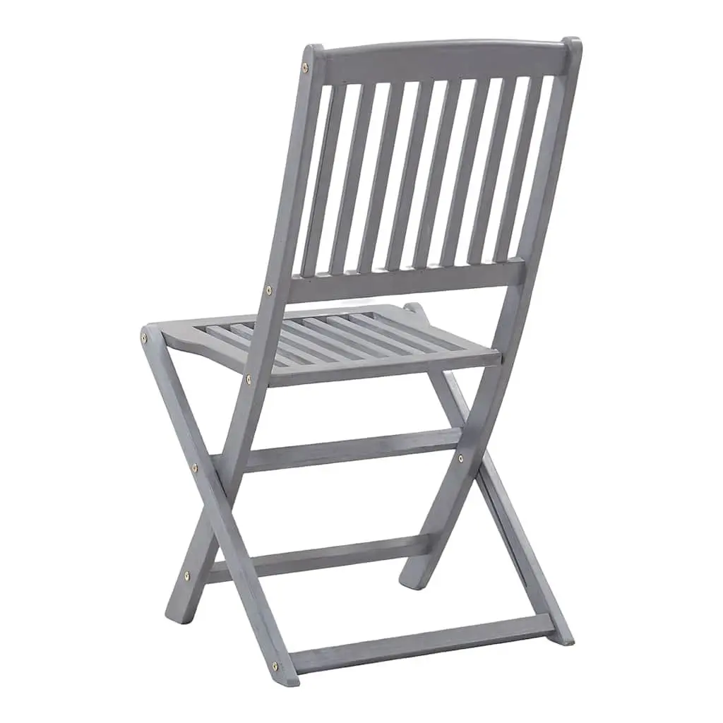 Folding Chairs Grey 8 Piece Acacia Wood Outdoor Dining Chairs Garden Patio Seating