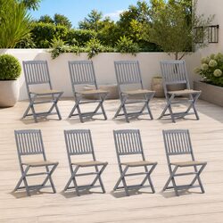 8 Folding Outdoor Chairs with Cushions