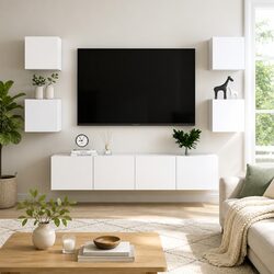 Compact White TV Cabinet Set for Modern Homes