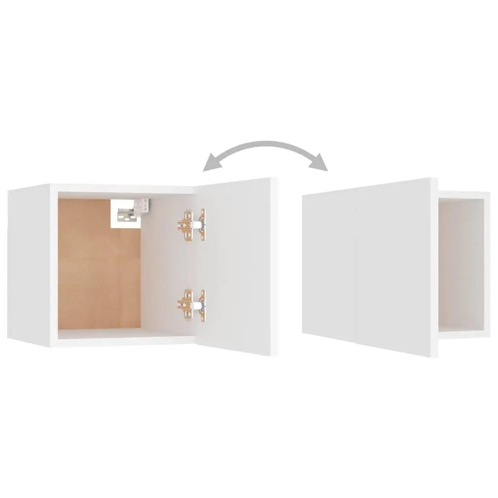 White TV Cabinet Set 6 Piece Wall Mounted Storage Unit Living Room Furniture