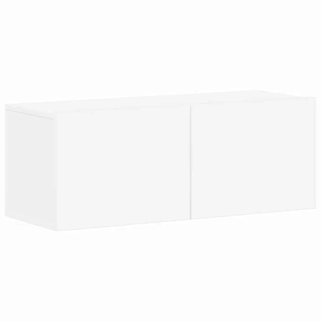 4 Piece TV Cabinet Set White Wall Mounted Storage Unit Living Room Furniture