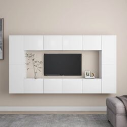 White Wall-Mounted TV Cabinet Set