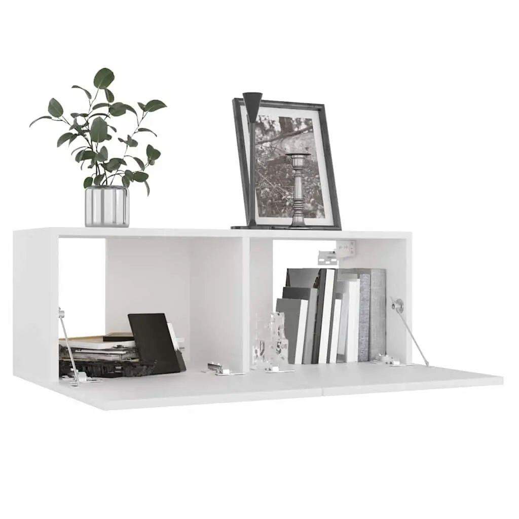 TV Cabinet Set White 8 Piece Wall-Mounted Storage Unit Living Room Furniture