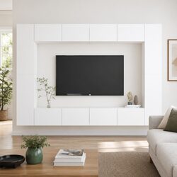 8 Piece Wall-Mounted TV Cabinet Set