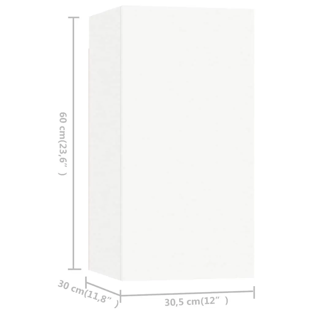 Wall Mounted TV Cabinet Set White 4 Piece Storage Unit Display Organiser
