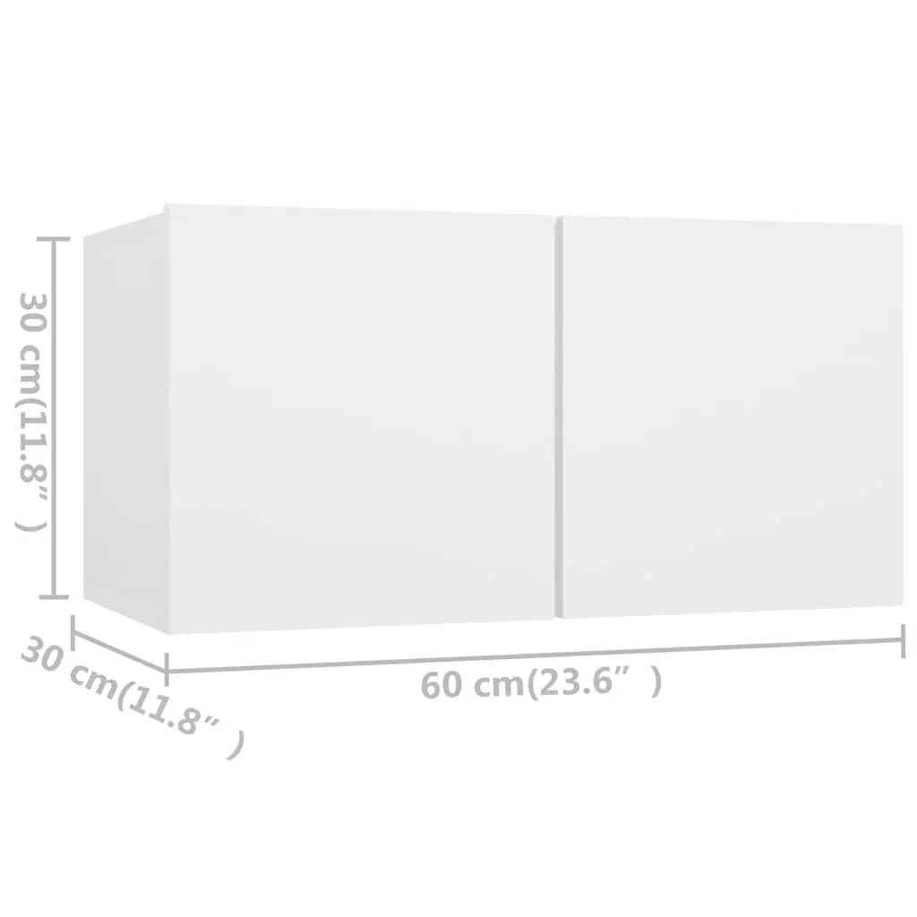 4 Piece Wall Mounted TV Cabinet Set White Storage Display Unit Organiser
