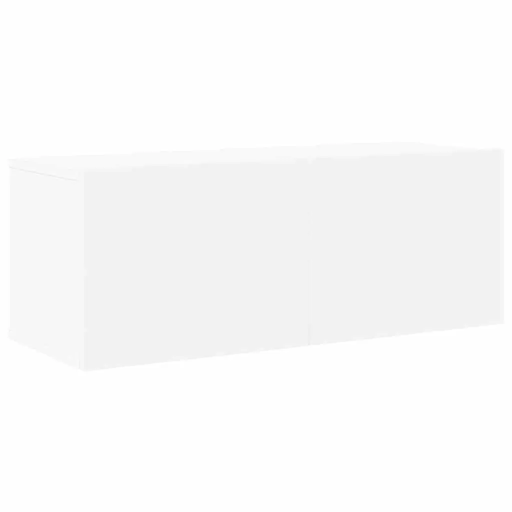 Wall Mounted TV Cabinet Set 8 Piece Storage Units White Engineered Wood Floating