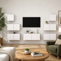 Compact 7 Piece White TV Cabinet Unit