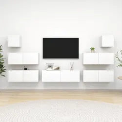 Concise 7 Piece TV Cabinet Set for Organized Living