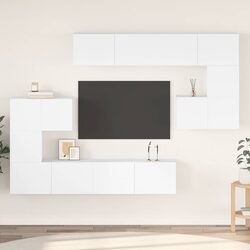 8-Piece Wall-Mounted TV Cabinet Set in White