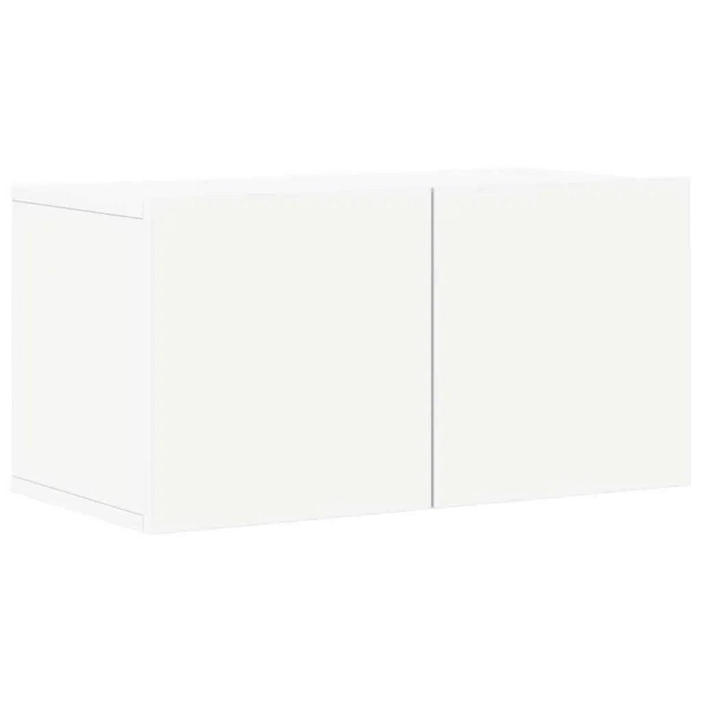TV Cabinet Set White Wall Mounted 8 Piece Multiple Storage Compartments