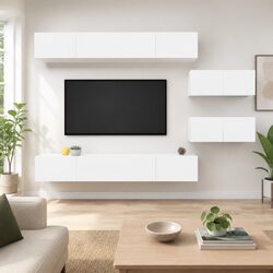 Modern Wall-Mounted 6-Piece TV Cabinet Set for Storage