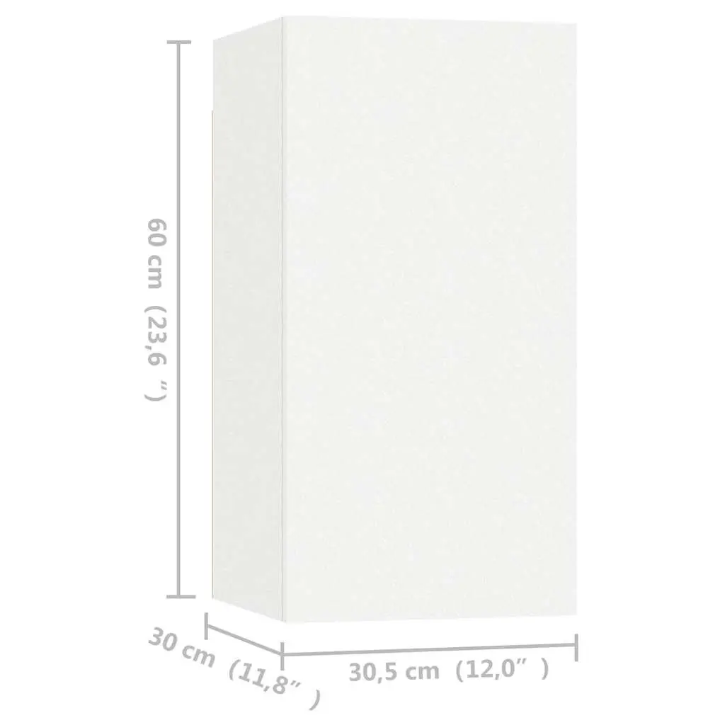 Wall Mounted TV Cabinet Set White 4 Pieces Shelving Storage Living Room Unit