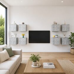 8-Piece Wall-Mounted TV Cabinet Set - Space-Saving Design