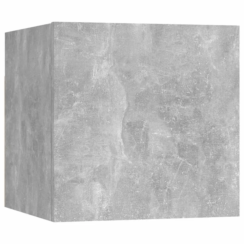 Wall Mounted TV Cabinet Unit Concrete Grey 8 Piece Set Spacious Storage Compartment