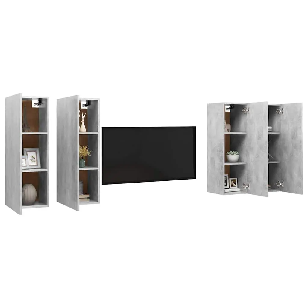 Grey Wall-Mounted TV Cabinet Set for Smart Storage