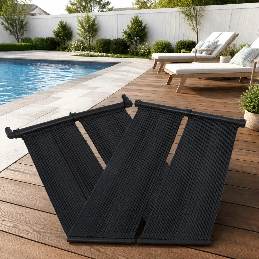 Solar Pool Heater Panel Black 80x310cm Ground Roof Mounted Heating System 2 Pieces