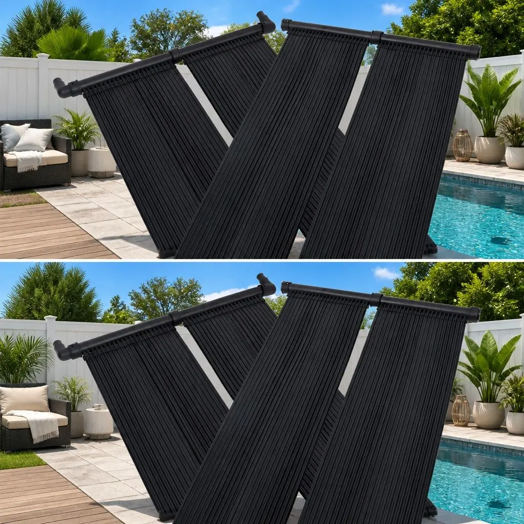 Solar Pool Heater Panel Set Black 80x310 cm Ground Roof Mounted Warm Water