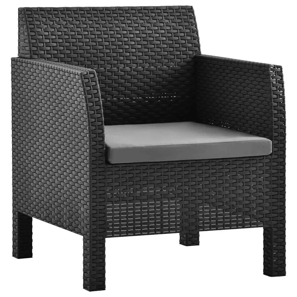 Outdoor Garden Chairs Set Anthracite 2 pcs Ergonomic Backrest Rounded Armrests