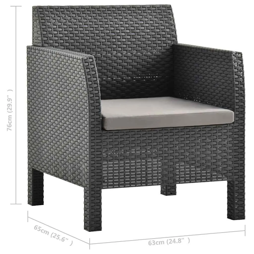 Outdoor Garden Chairs Set Anthracite 2 pcs Ergonomic Backrest Rounded Armrests