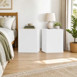 White Nightstand with Large Storage Compartment