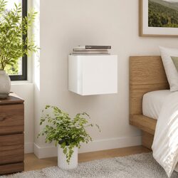 Compact White Wall-Mounted Bedside Storage Cabinet
