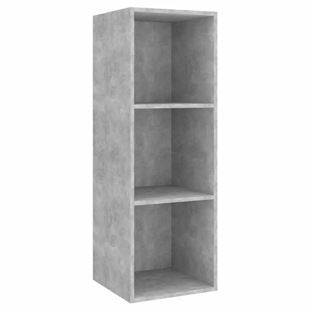 TV Cabinet Set Grey 3 Piece Wall Mounted Storage Engineered Wood Display Unit