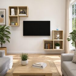 Compact 4-Piece Wall-Mounted TV Cabinet Set for Your Space