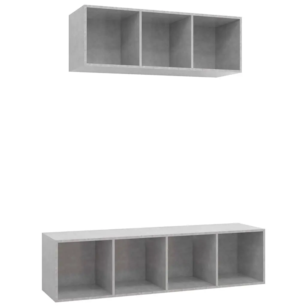 Grey Wall-Mounted TV Cabinet Set