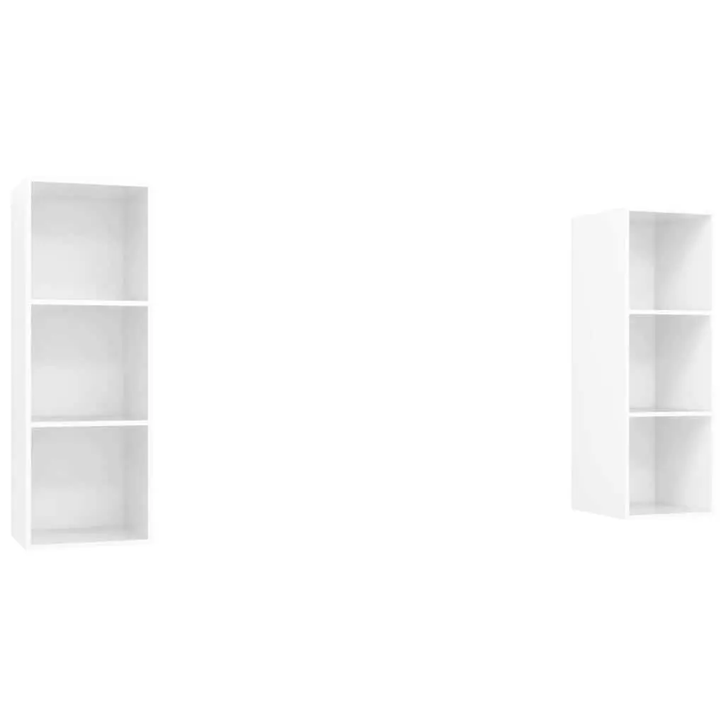 Wall-mounted TV Cabinet Set 2 pcs White Storage Unit Shelving Compartments