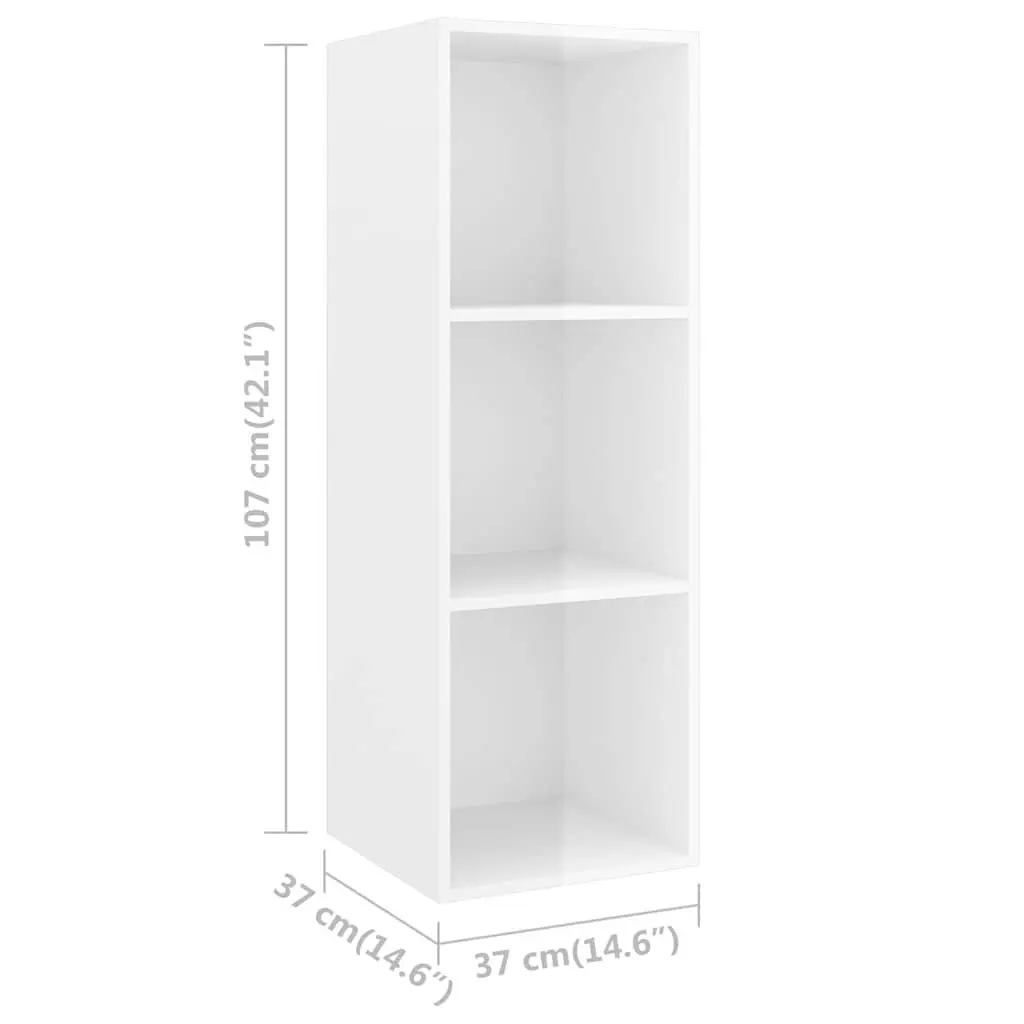 Wall-mounted TV Cabinet Set 2 pcs White Storage Unit Shelving Compartments