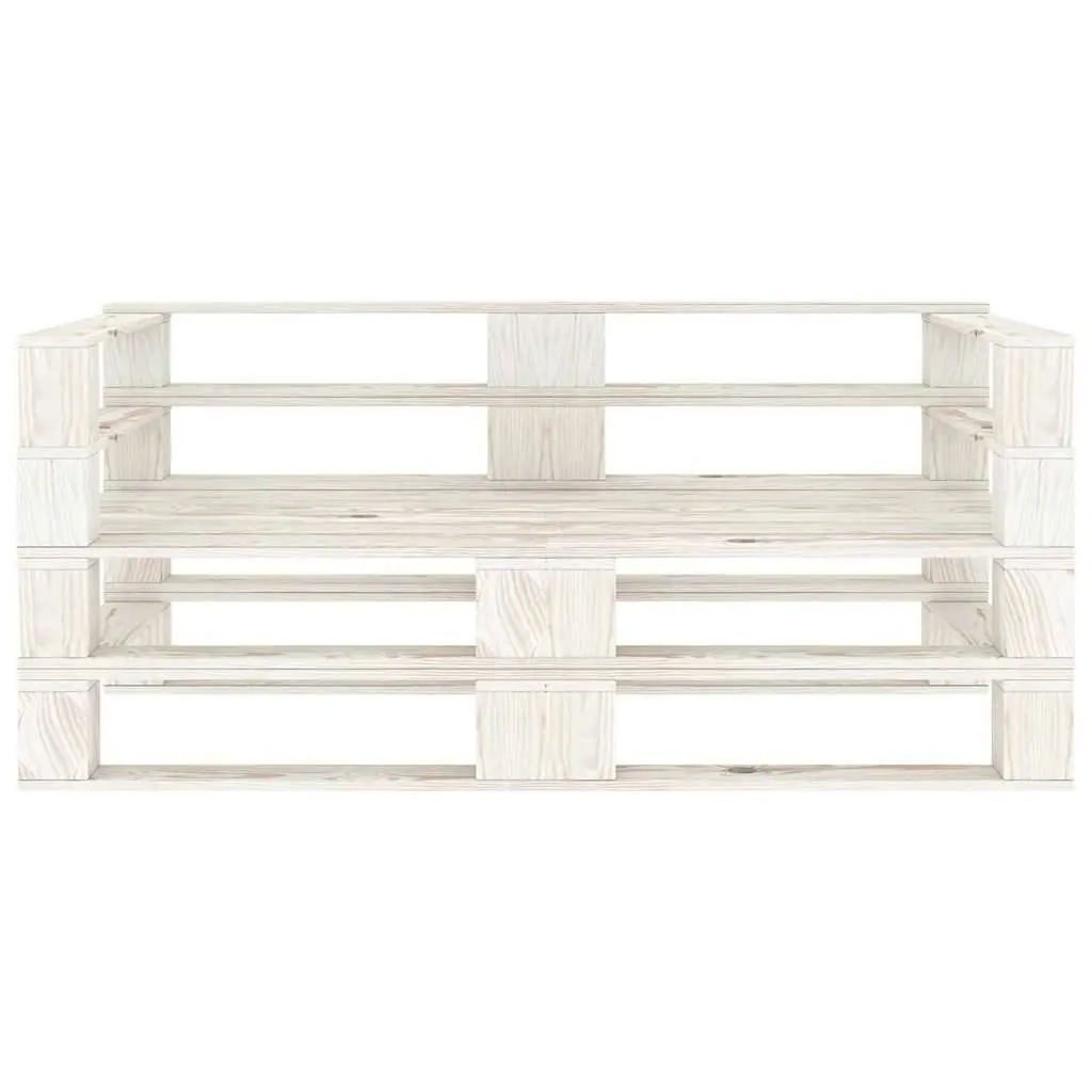Pallet Sofa White Solid Pinewood 2-Seater Sturdy Construction