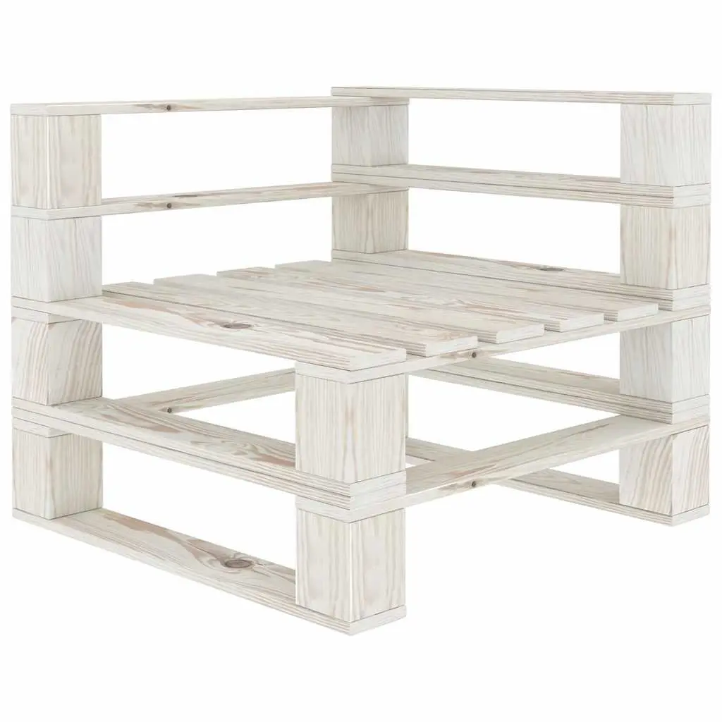 Pallet Sofa White Solid Pinewood 2-Seater Sturdy Construction