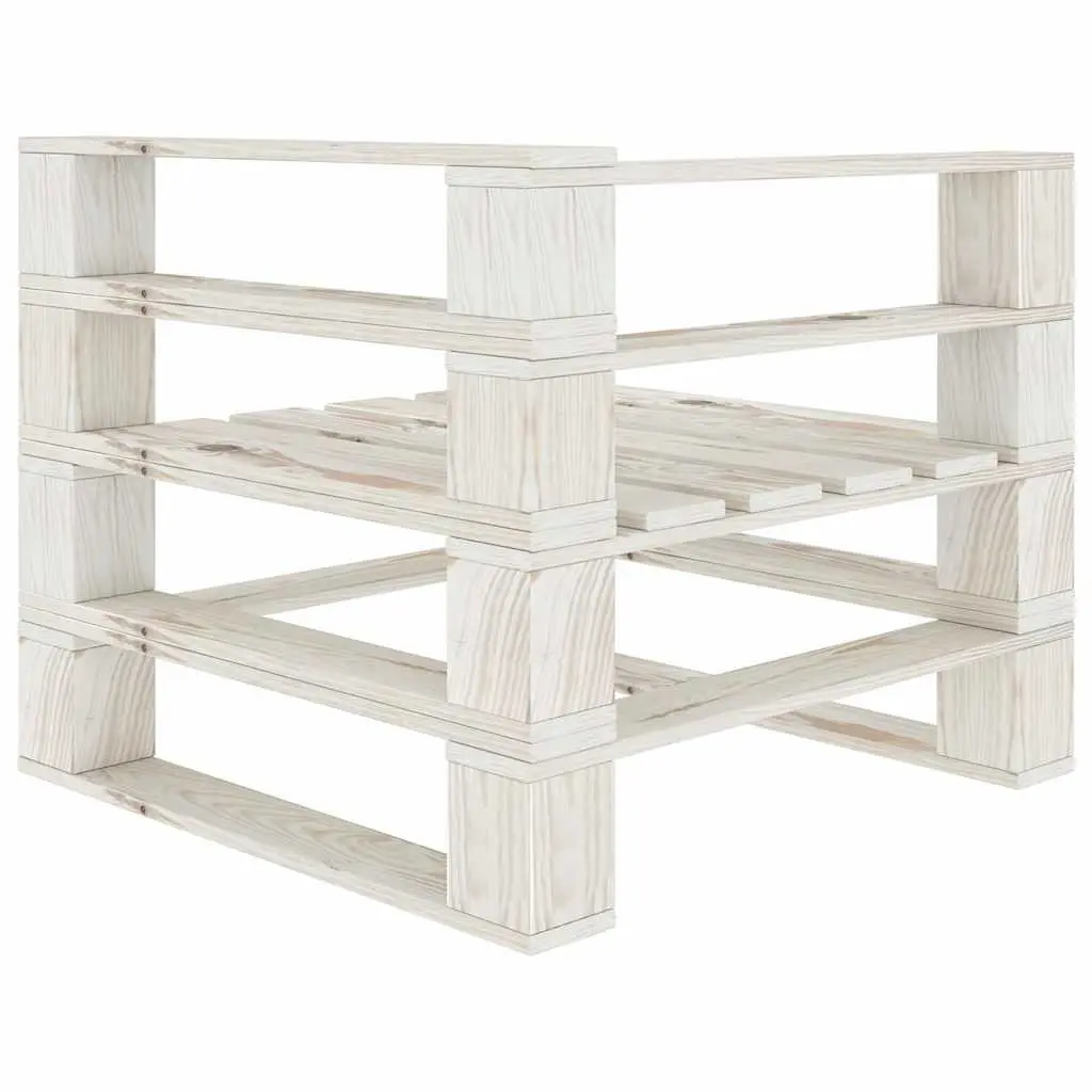 Pallet Sofa White Solid Pinewood 2-Seater Sturdy Construction