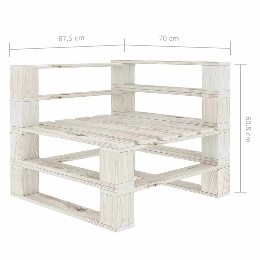 Pallet Sofa White Solid Pinewood 2-Seater Sturdy Construction