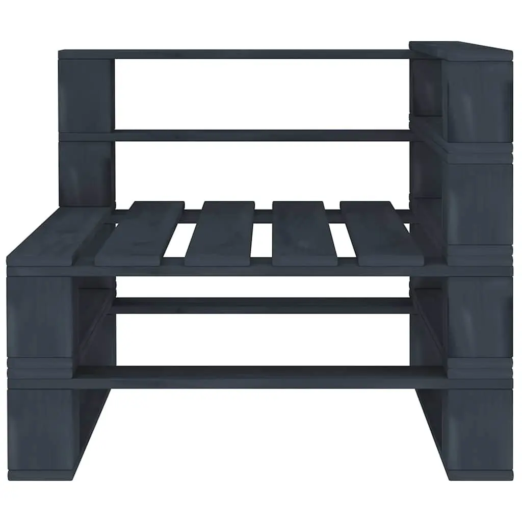 Pallet Sofa Grey 2-Seater Solid Wood Outdoor Garden Patio Lounge Furniture
