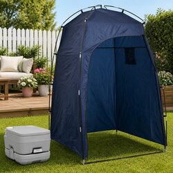 Portable Camping Toilet Tent Set Outdoor Privacy Shower Changing Room 10L Blue