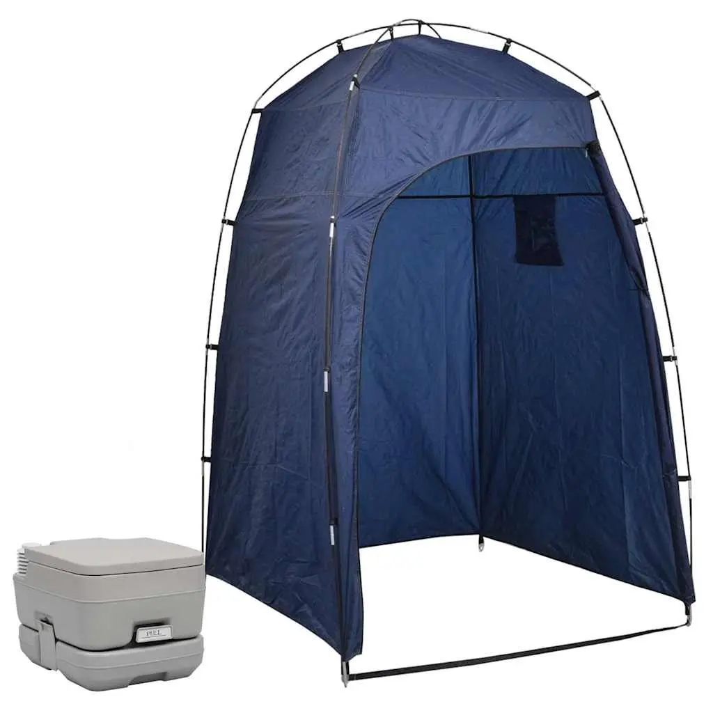 Portable Camping Toilet Tent Set Blue 10L Privacy Shower Changing Room