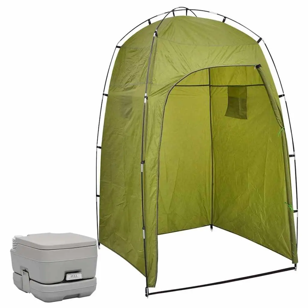 Portable Camping Toilet Shower Tent Green 10L Freshwater Tank Privacy Shelter