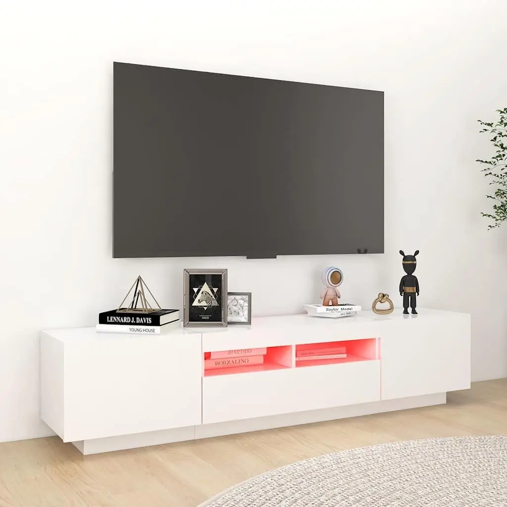 TV Cabinet with RGB LED Lights White 180x35x40 cm Media Storage Unit