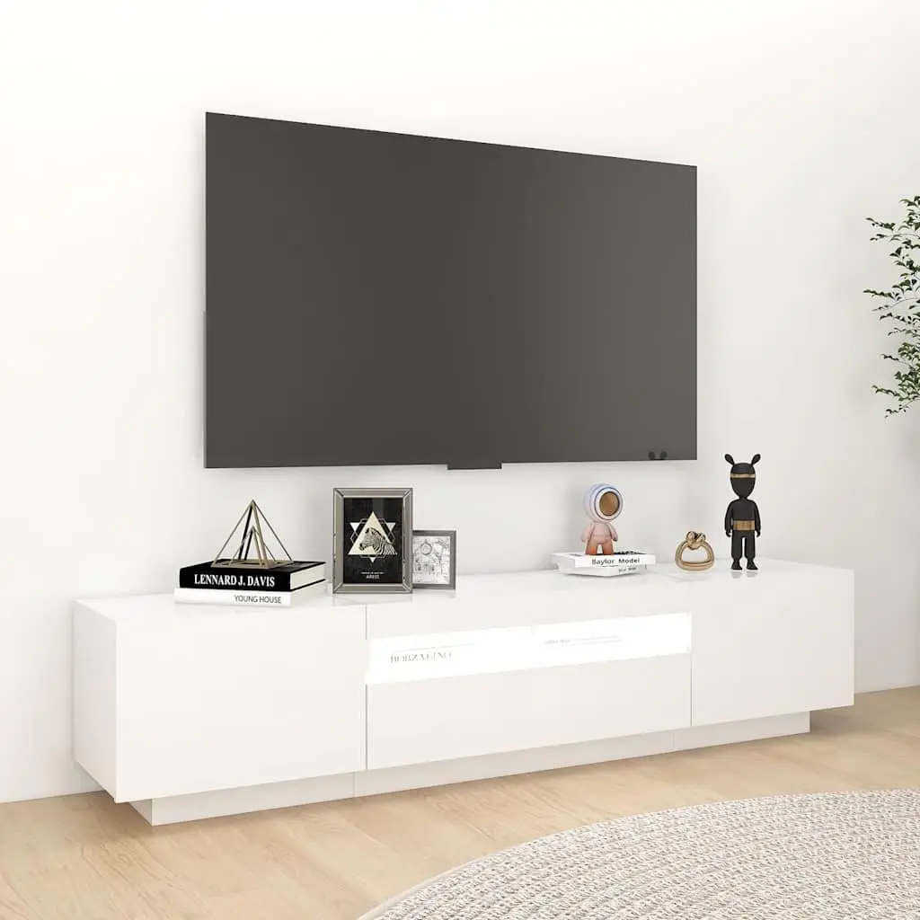 TV Cabinet with RGB LED Lights White 180x35x40 cm Media Storage Unit