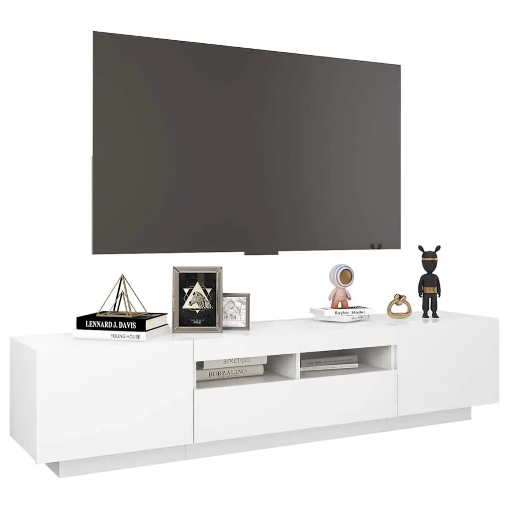 TV Cabinet with RGB LED Lights White 180x35x40 cm Media Storage Unit