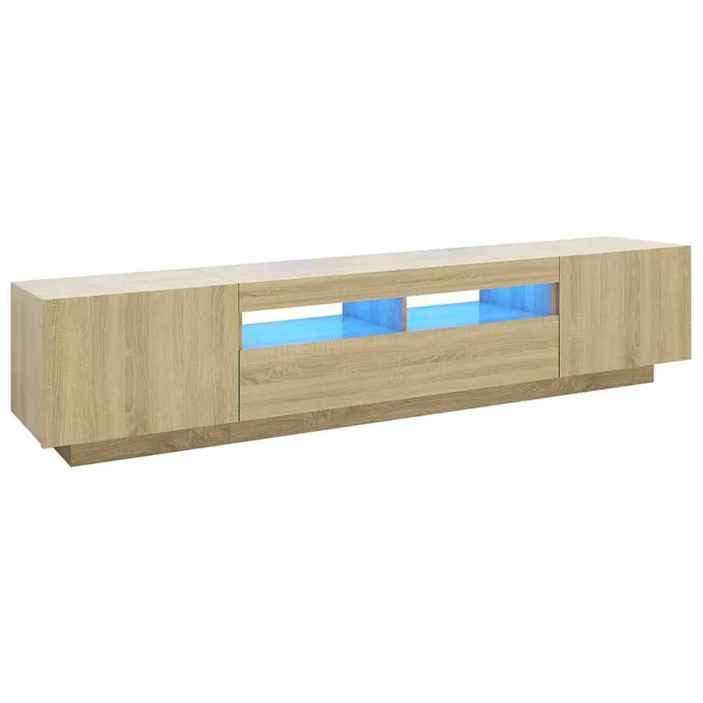 TV Cabinet with LED Lights Storage Unit Media Console Brown Sonoma Oak