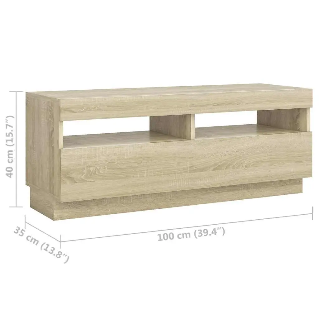 TV Cabinet with LED Lights Storage Unit Media Console Brown Sonoma Oak