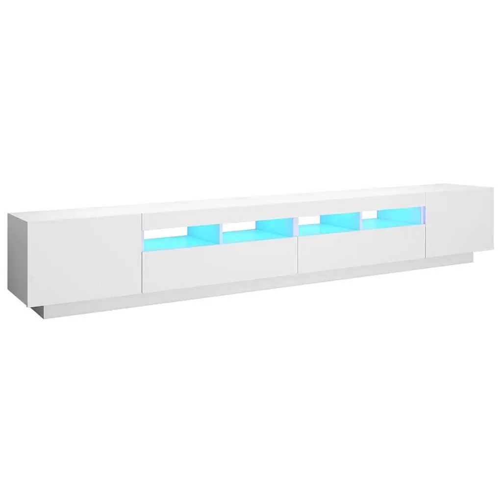 White TV Cabinet with RGB Lights 260x35x40cm