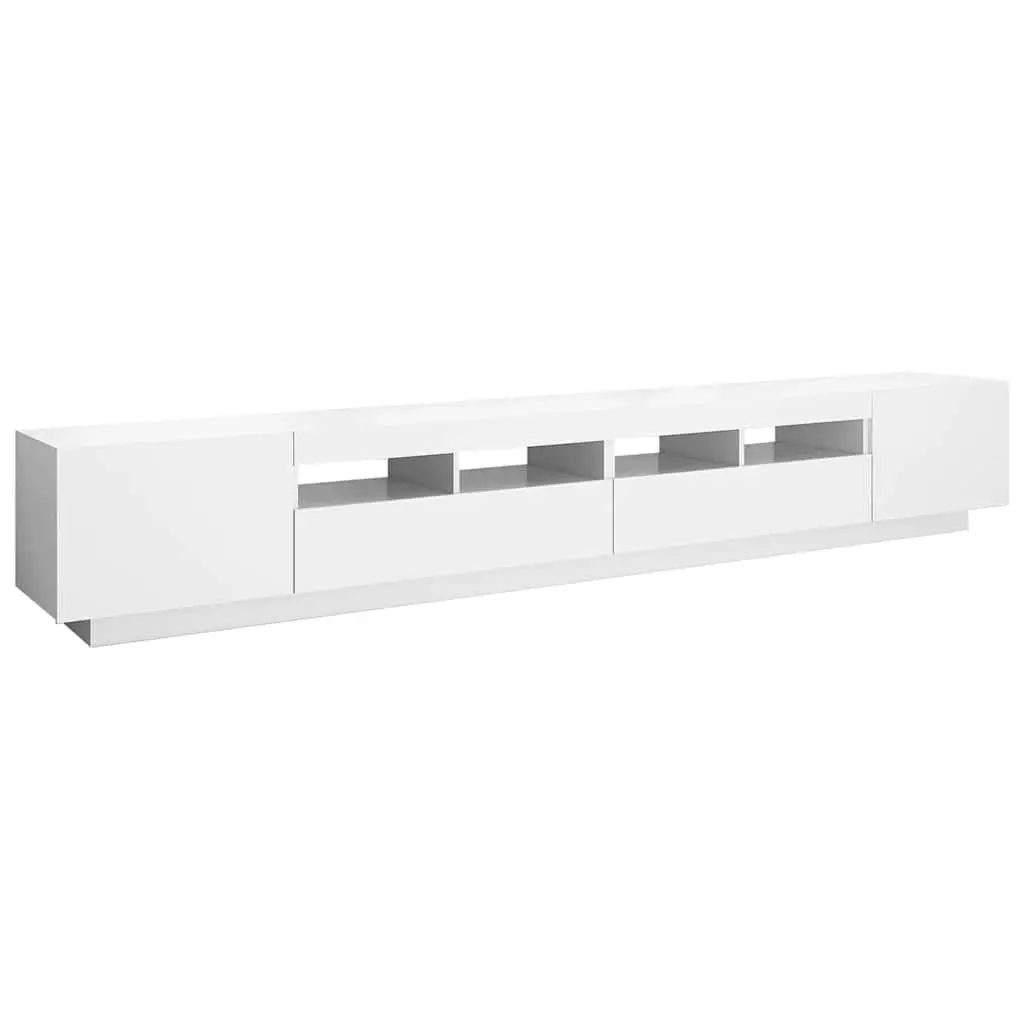 White TV Cabinet with RGB Lights 260x35x40cm