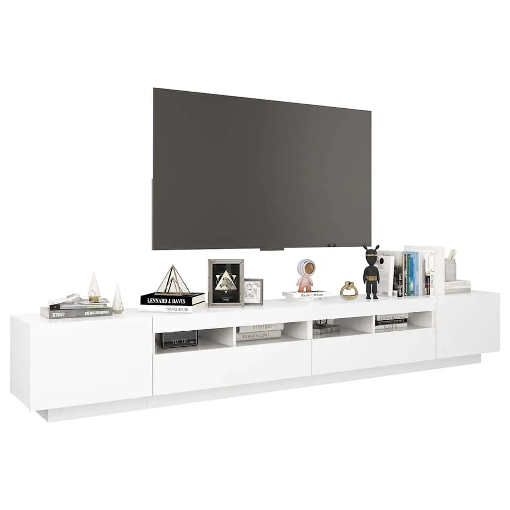 White TV Cabinet with RGB Lights 260x35x40cm