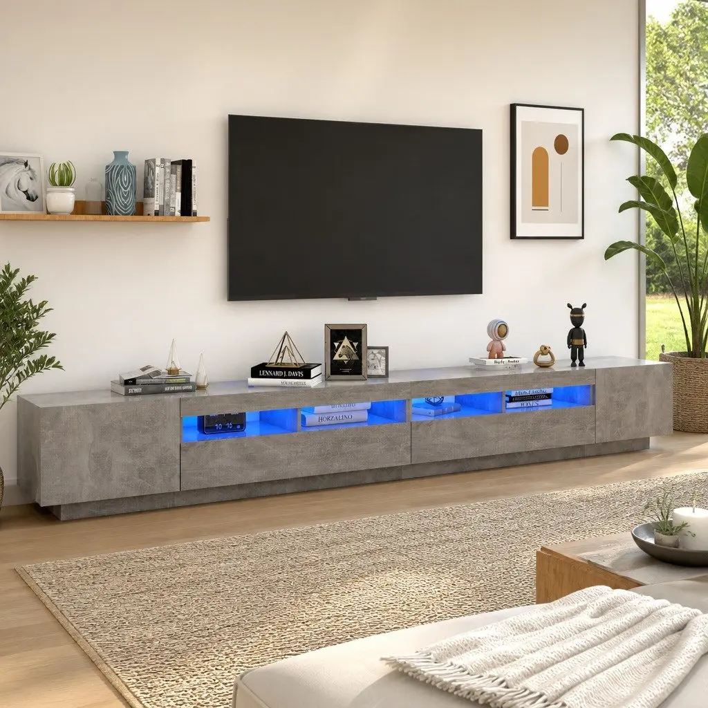 Grey TV Cabinet with Integrated LED Lighting