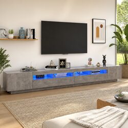 Compact Grey TV Cabinet with Integrated LED Lighting